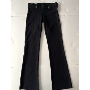 Bejeweled By Susan Fixel Y2K Flare Pants Women S Black Low Rise Rhinestone 30x33